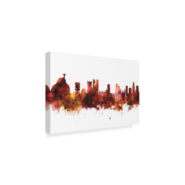 Michael Tompsett 'Rio De Janeiro Skyline Brazil Red' Canvas Art,30x47